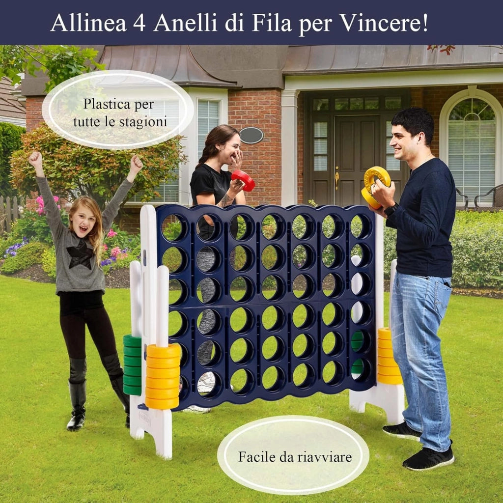 Forza Quattro da Interno ed Esterno da 104 cm, Forza 4 per Bambini ed Adulti con 42 Piedine, Gioco Educativo per Feste e Vacanze