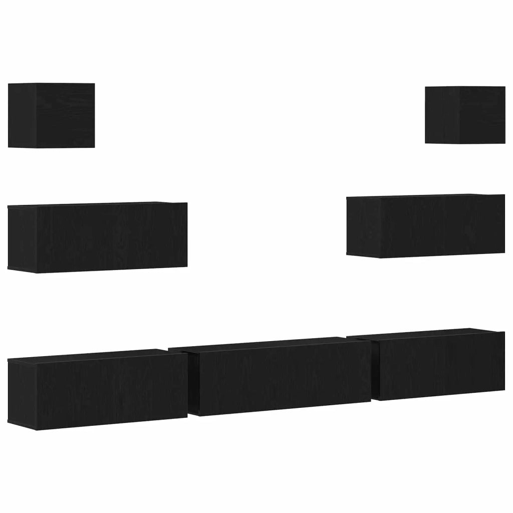 Set mobile TV 7 pz-Credenza per TV Rovere Nero 100 x 30 x 30 cm