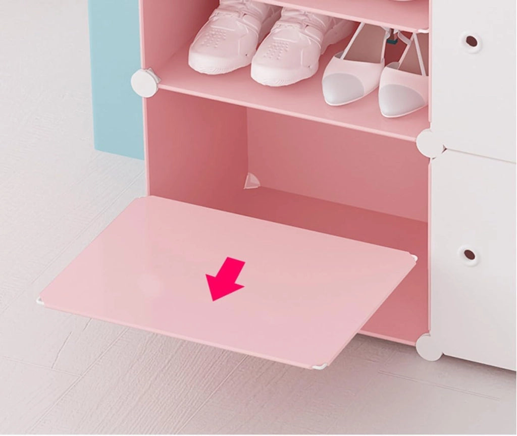 scarpiera Scarpiera assemblata, Scarpiera in plastica, Scarpiera con Ante Facile Montaggio per riporre Scarpe, Scaffale per Armadio Organizer per Scarpe, unità di stoccaggio modulare, Rosa