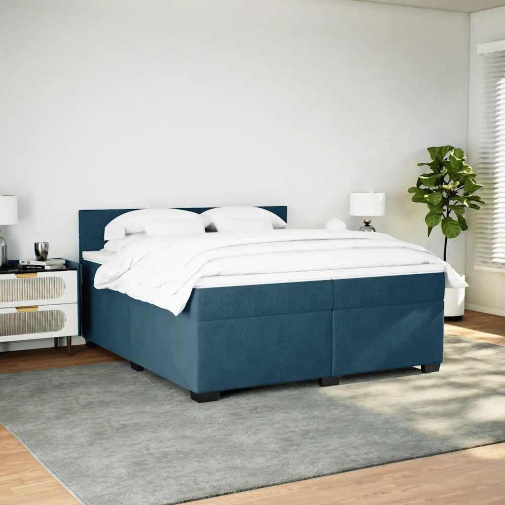 Giroletto a Molle con Materasso Blu 200x200 cm in Velluto 3288706