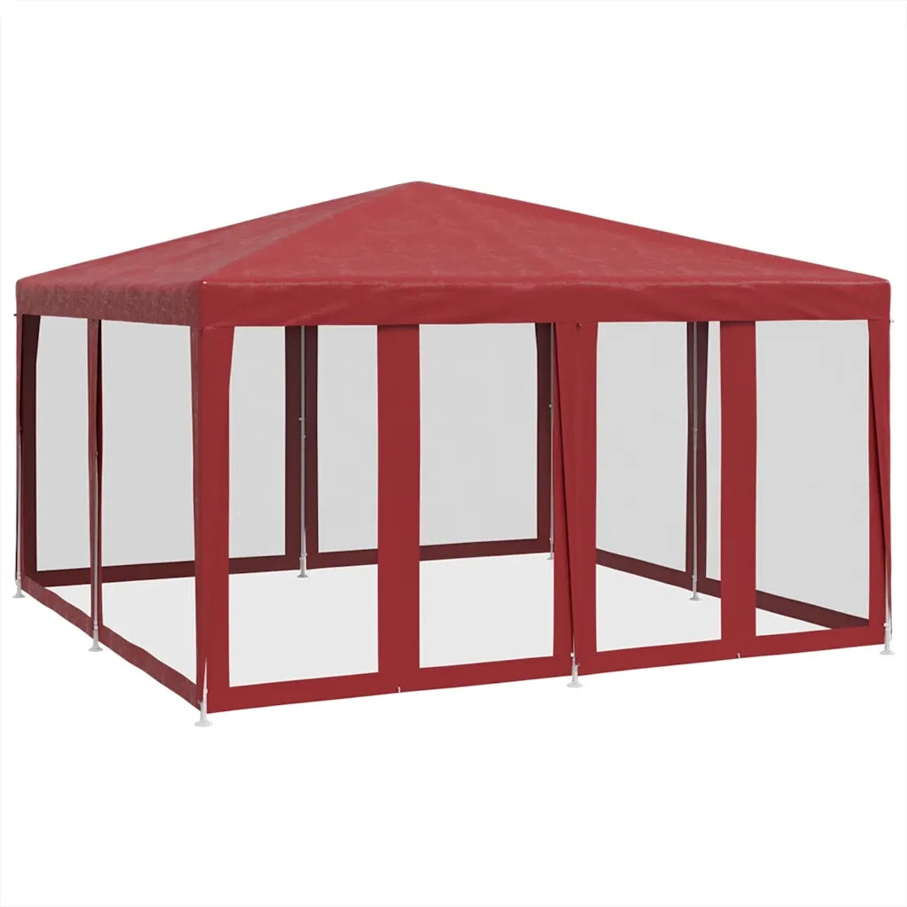 Tenda per Feste con 8 Pareti Laterali in Rete Rossa 4x4 m HDPE 4010065