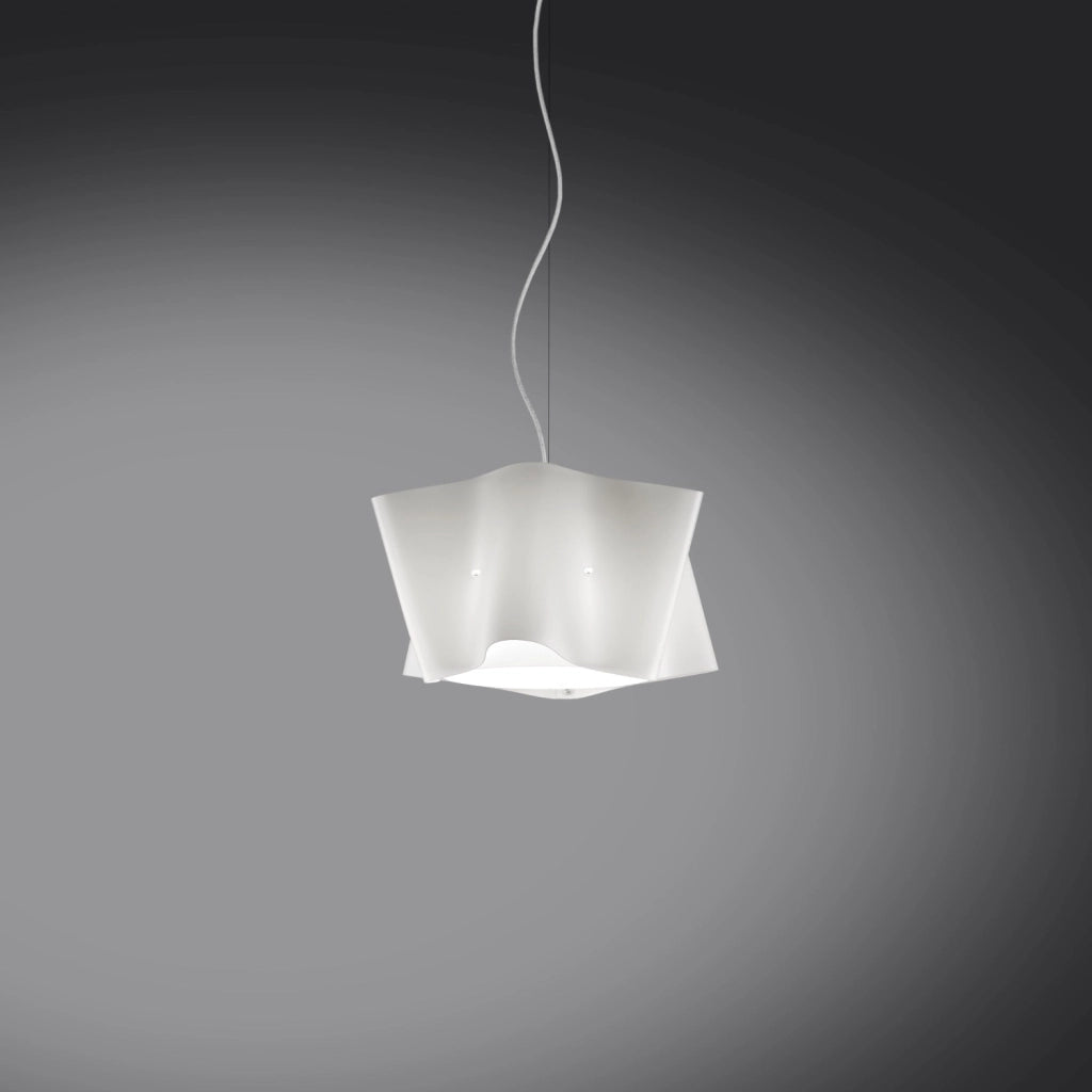 Sospensione Moderna Folio Polilux ® Bianco E Metallo Cromo 1 Luce E27