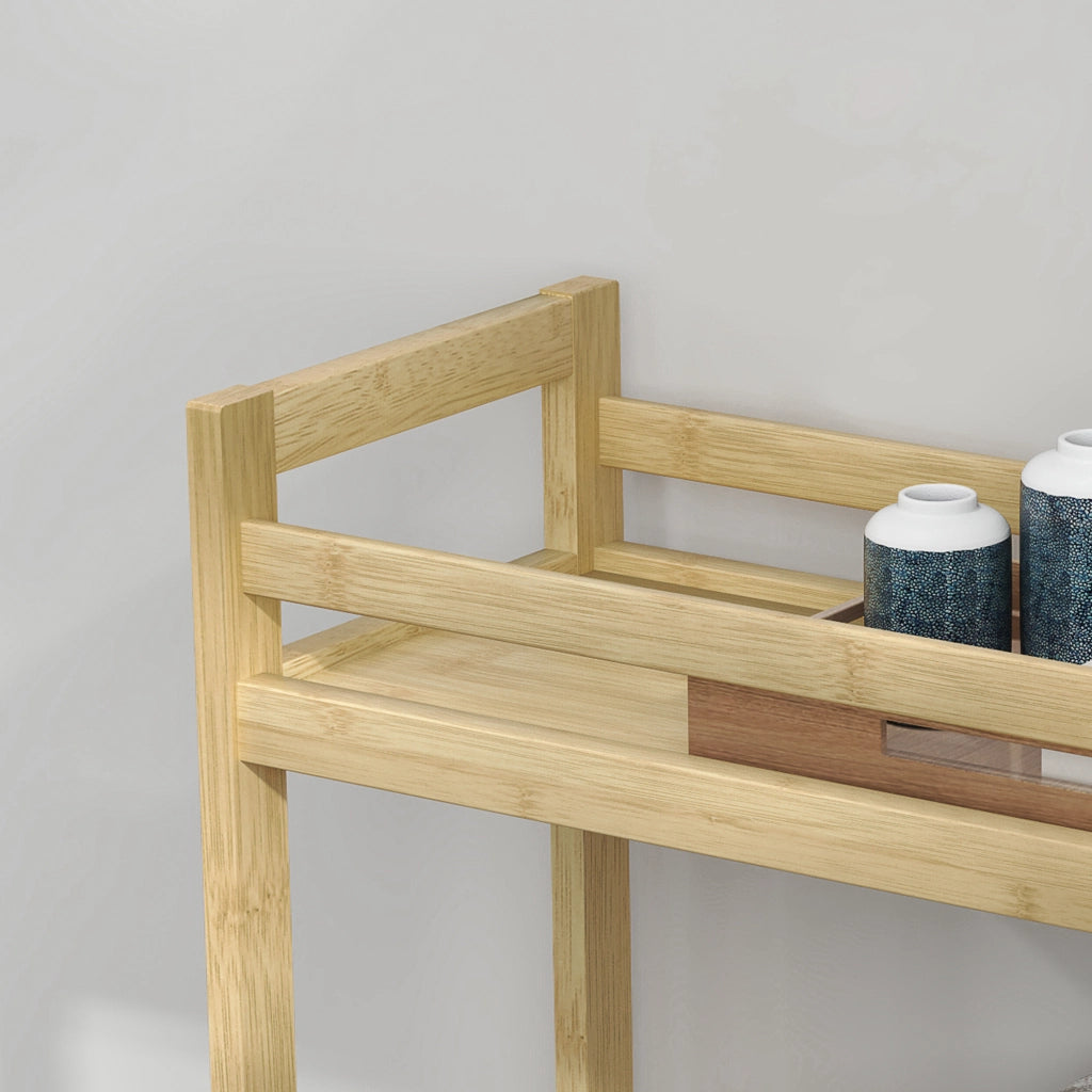 Scaffale Bagno Carrello Portaoggetti Salvaspazio 55x20x75 cm 3 Ripiani in Bambù Colore Naturale