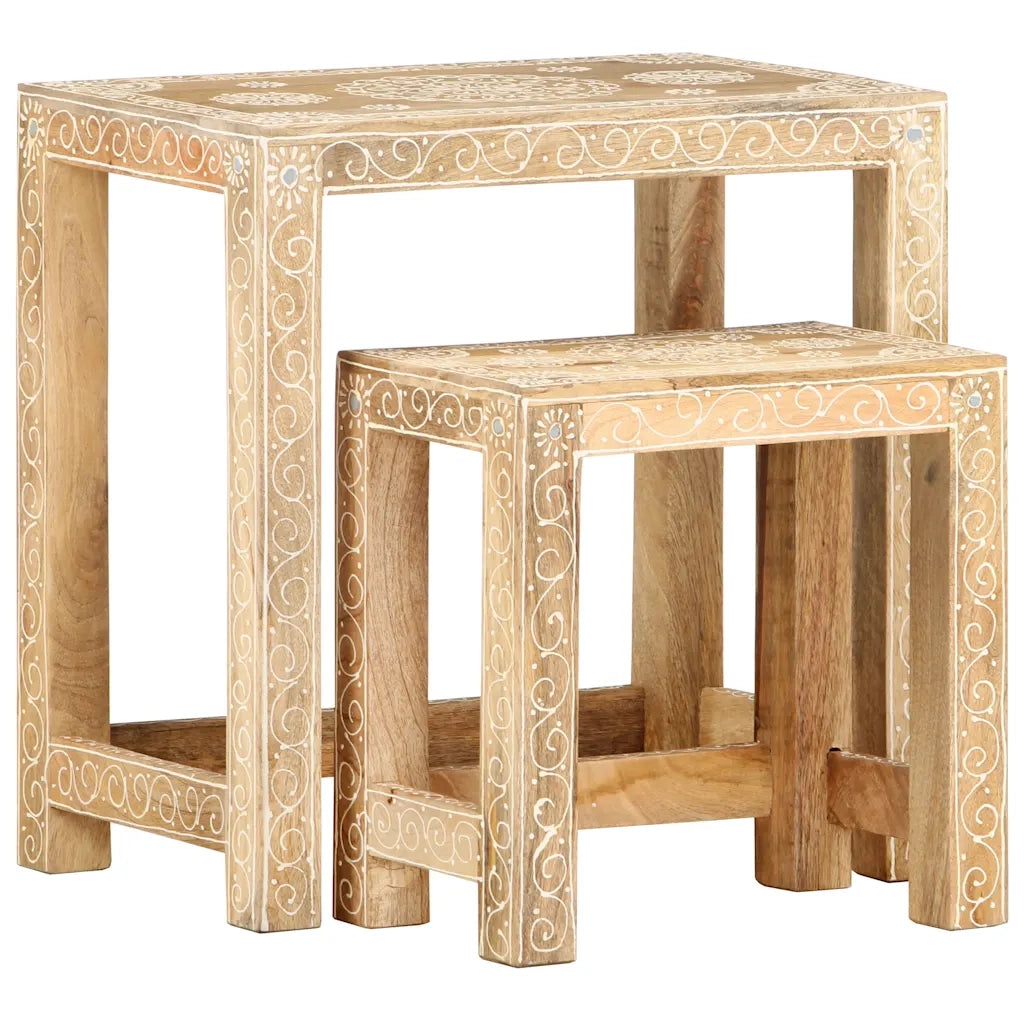 Set Tavolini da Salotto 2 pz in Legno Massello di Mango 285881