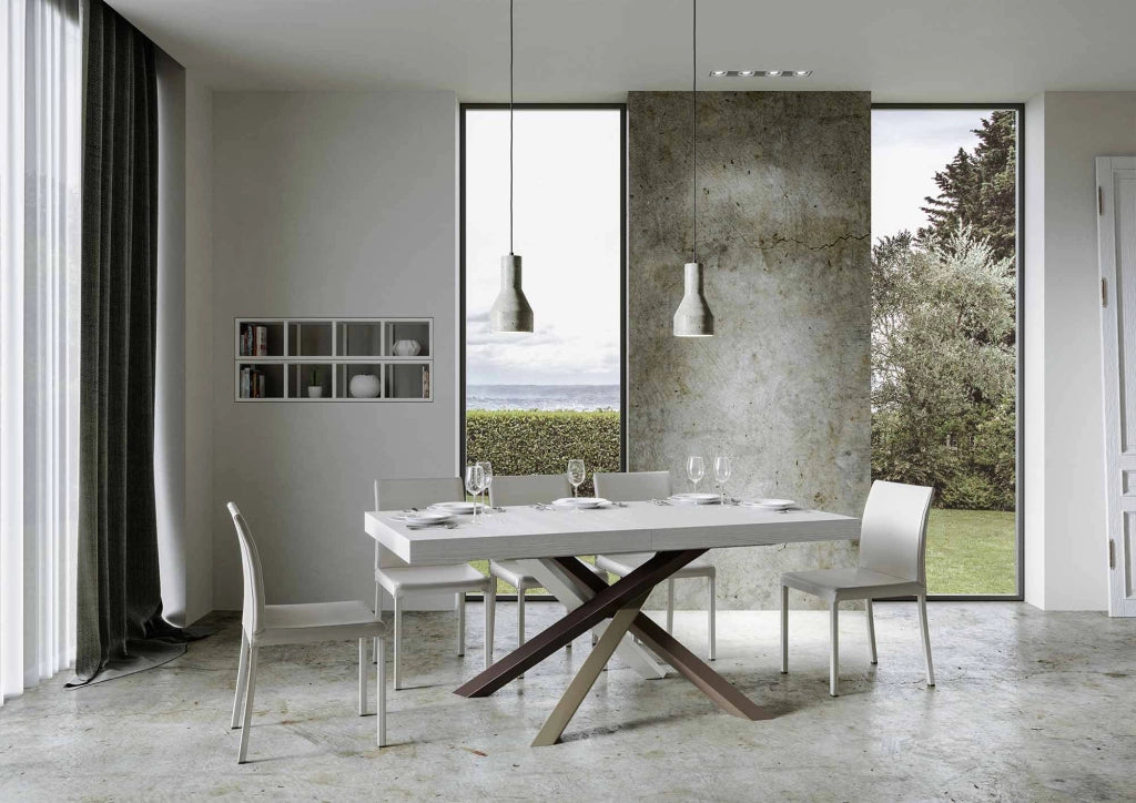 Tavolo Allungabile 200-460x90x77 cm Volantis Premium Bianco Frassino Telaio 4C