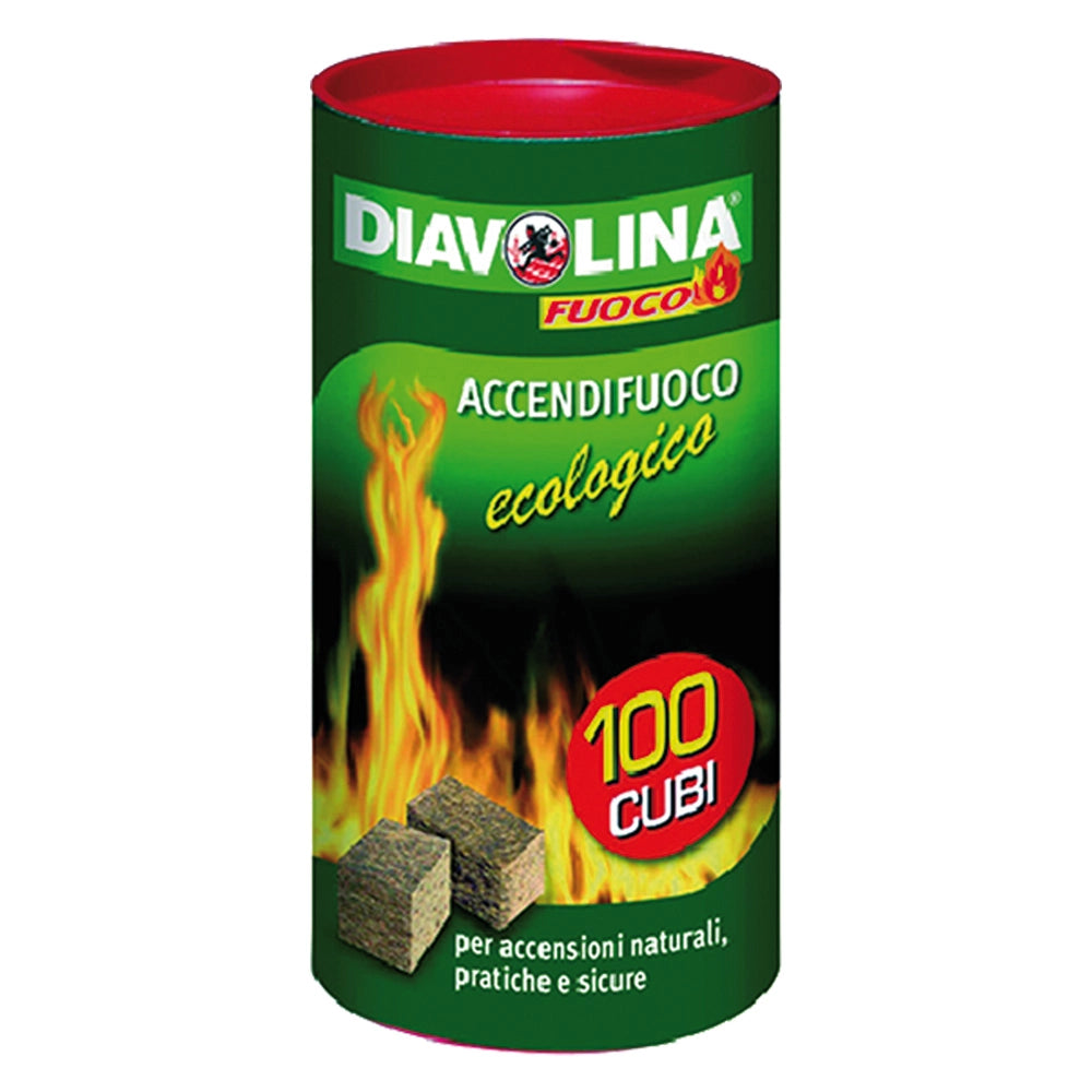 DIAVOLINA 'ACCENDIFUOCO ECOLOGICA' 100 cubi - art. 15317- 6 confezione  - DIAVOLINA