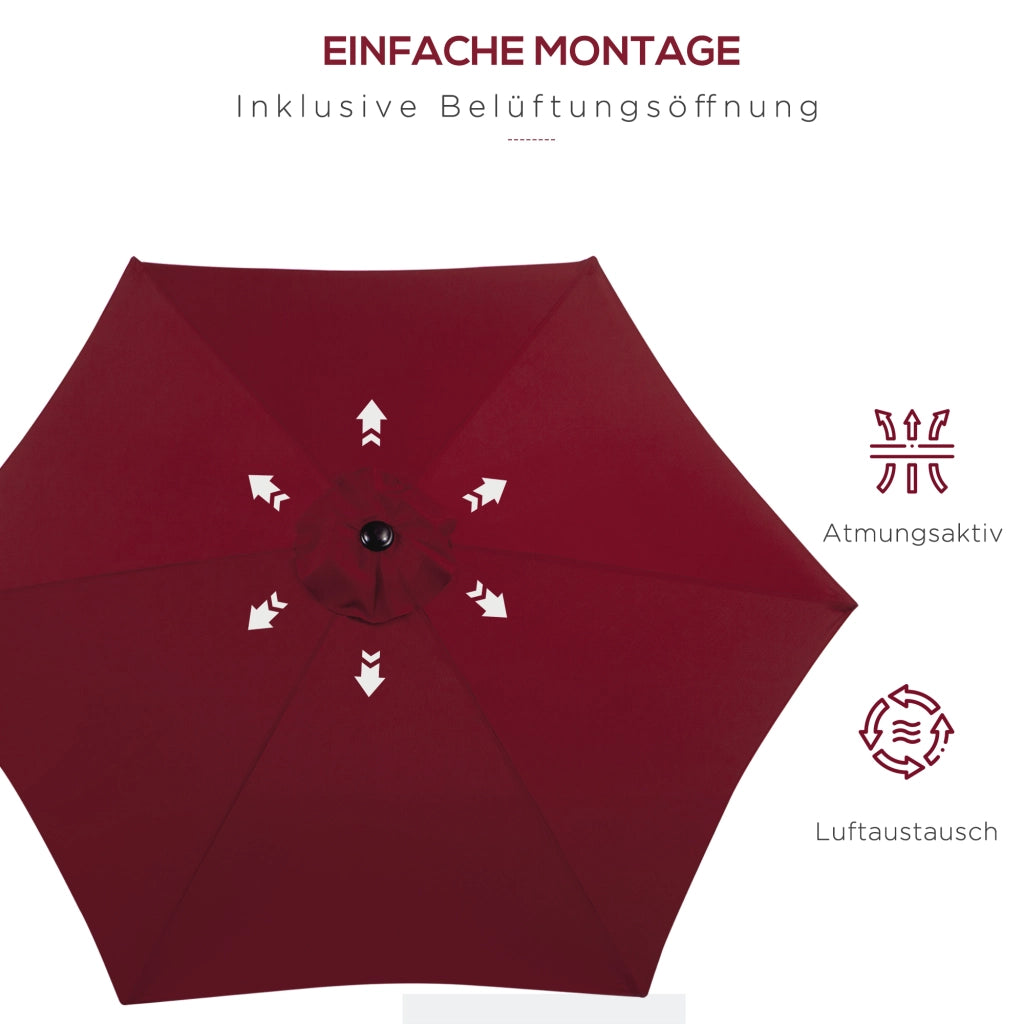 Ombrellone da Giardino con Manovella ¨C zephmum ¨C Rosso Poliestere ?2,6x2,35 m