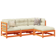 Set Divani Giardino 4pz con Cuscini Marrone Cera Massello Pinocod mxl 116574