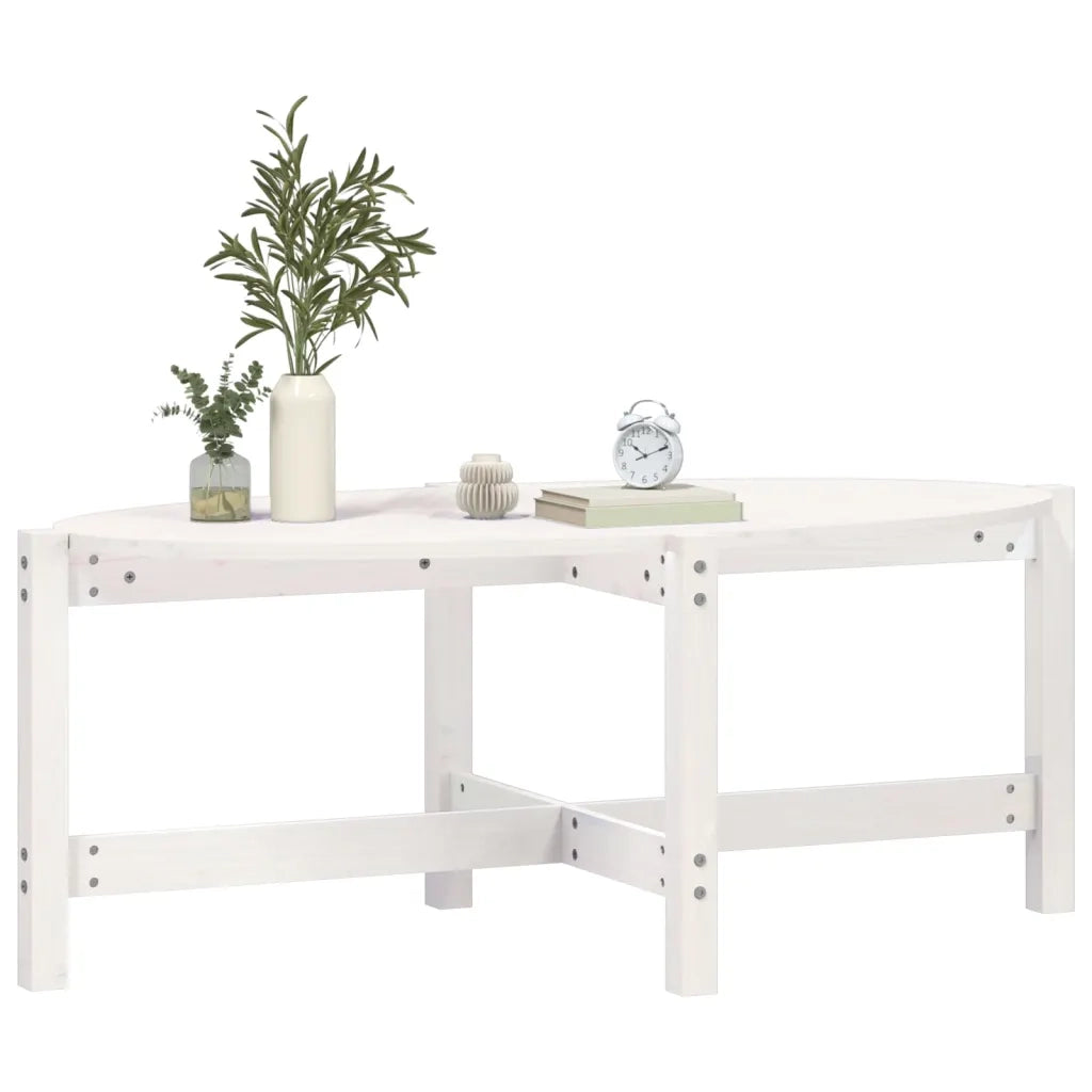 Tavolino da Salotto Bianco 118x63x45 cm Legno Massello di Pino cod mxl 6417