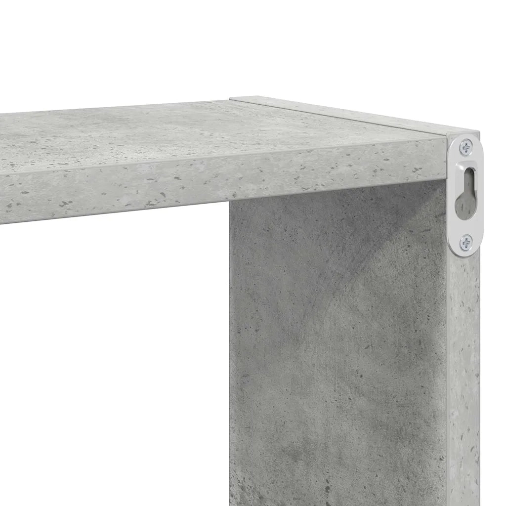 4 pz Mensole Parete | Mensola sospesa Cubo Grigio Cemento 80x15x26,5cm Multistrato