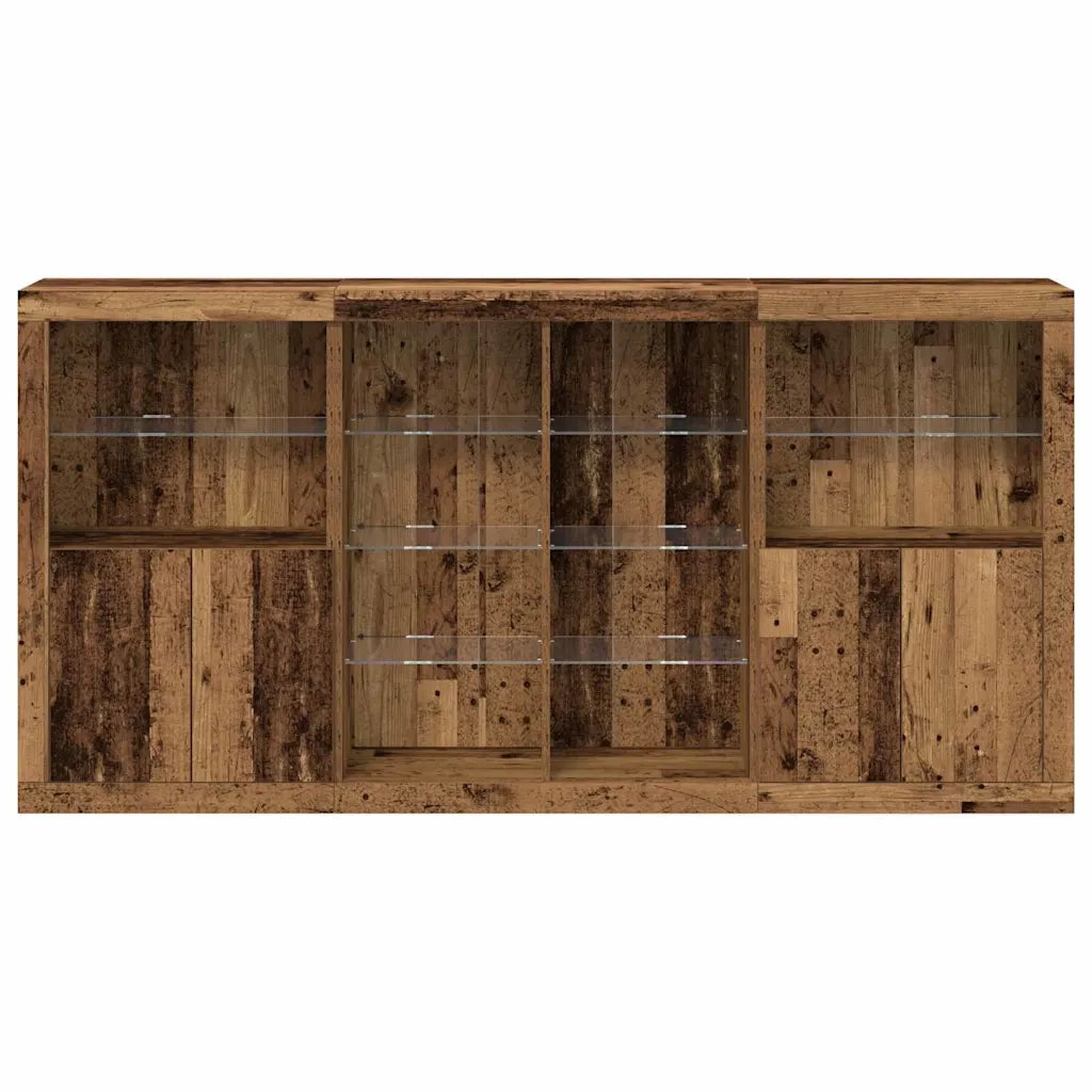 Madia LED 3 pcs Legno vecchio 202 x 37 x 100 cm 3333126