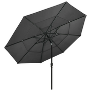 Ombrellone a 3 Livelli con Palo in Alluminio Antracite 3,5 m 313878