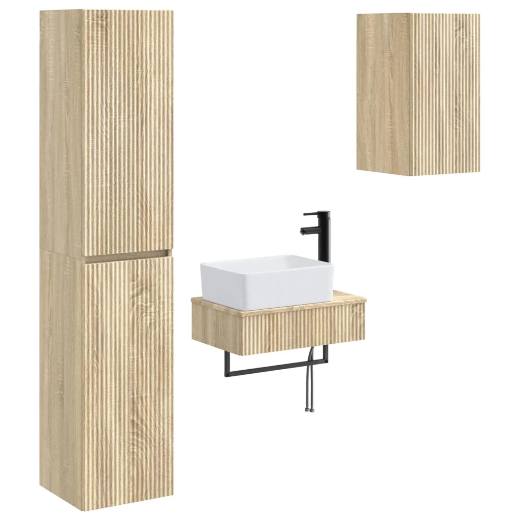 Set di mobili per il bagno 3 pz Rovere Sonoma 3406055