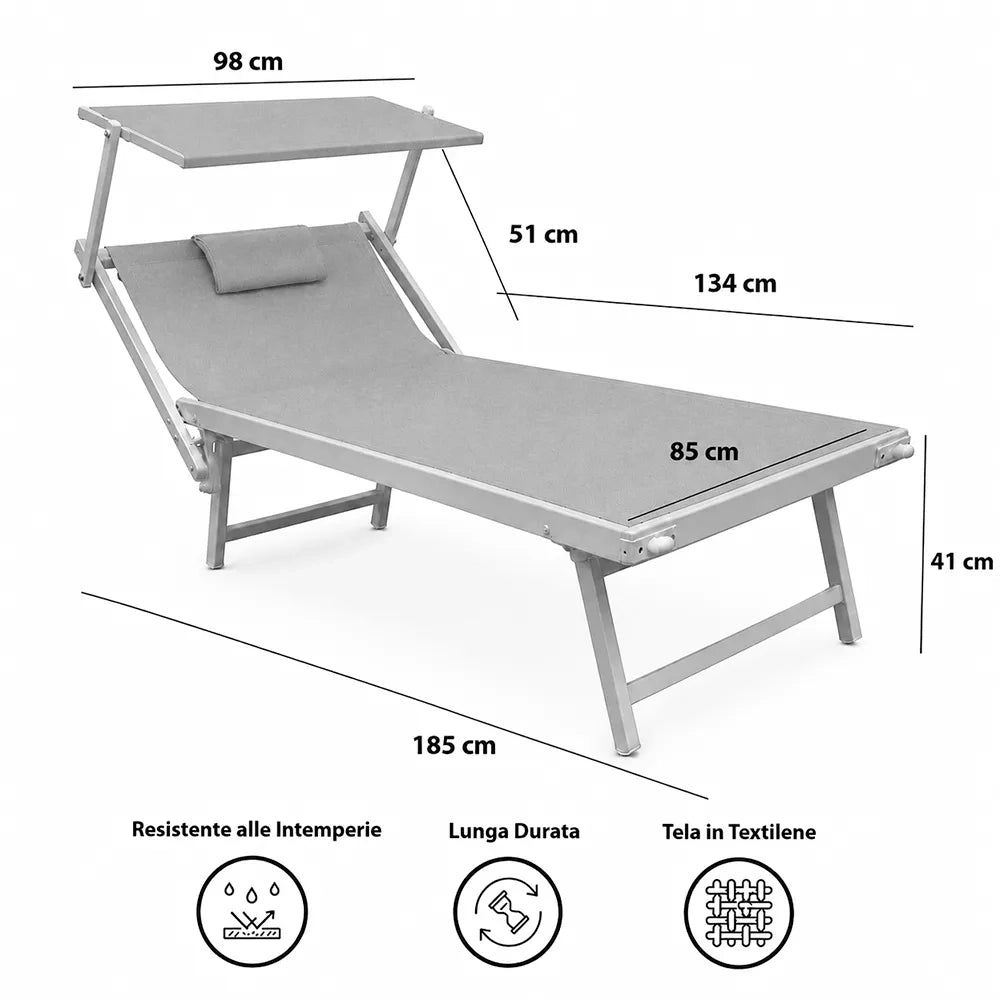 Lettino Mare L-Mediterraneo PLUS - Grigio/Bianco