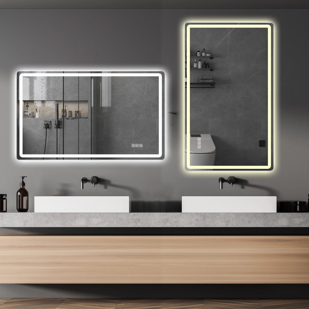 Specchio LED da bagno 60×100 cm senza cornice, 3 colori luce, dimmerabile, antiappannamento, IP44