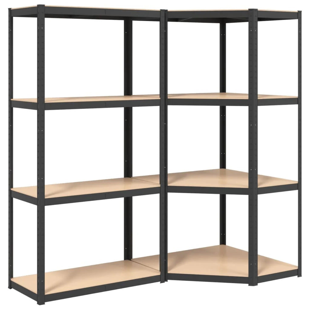Set di 2 ripiani per mobili contenitori a 4 livelli in acciaio e legno ingegnerizzato antracite 02_0045747