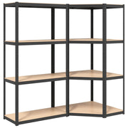 Set di 2 ripiani per mobili contenitori a 4 livelli in acciaio e legno ingegnerizzato antracite 02_0045747