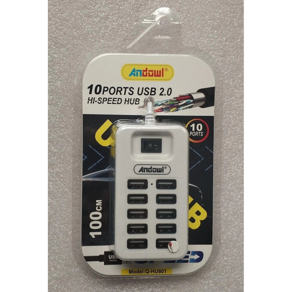 Trade Shop - Hub Usb 2.0 Alta Velocità Estensore A 10 Porte Usb Computer Cavo 100cm Q-hu801 -