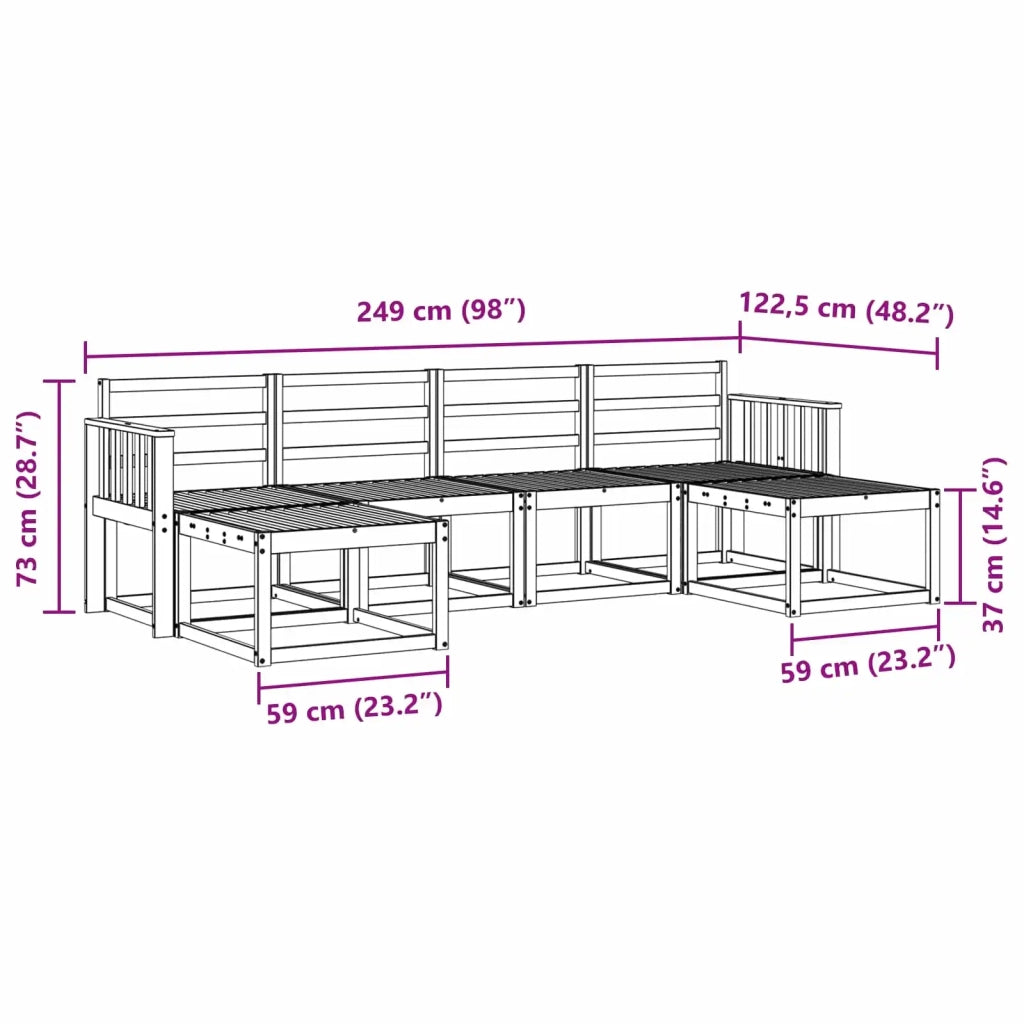 Set di divani da esterno 6 pcs Naturale Legno multistrato
