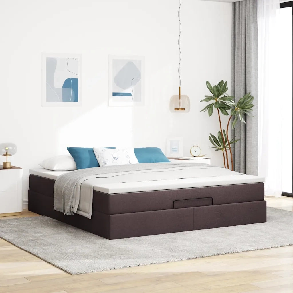 Struttura Letto Pouf con Materasso 160x200 cm in Tessuto 3311123