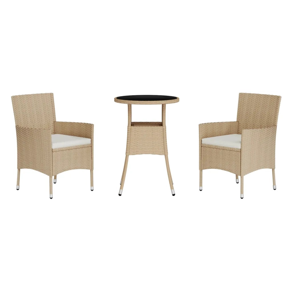 Set da Bistrò da Giardino 3 pz con Cuscini Beige in Polyrattan 3187420