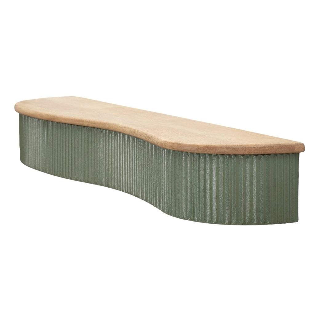 Mensole Frankfurt in legno di rubber e metallo verde — coppia 86 e 65 cm