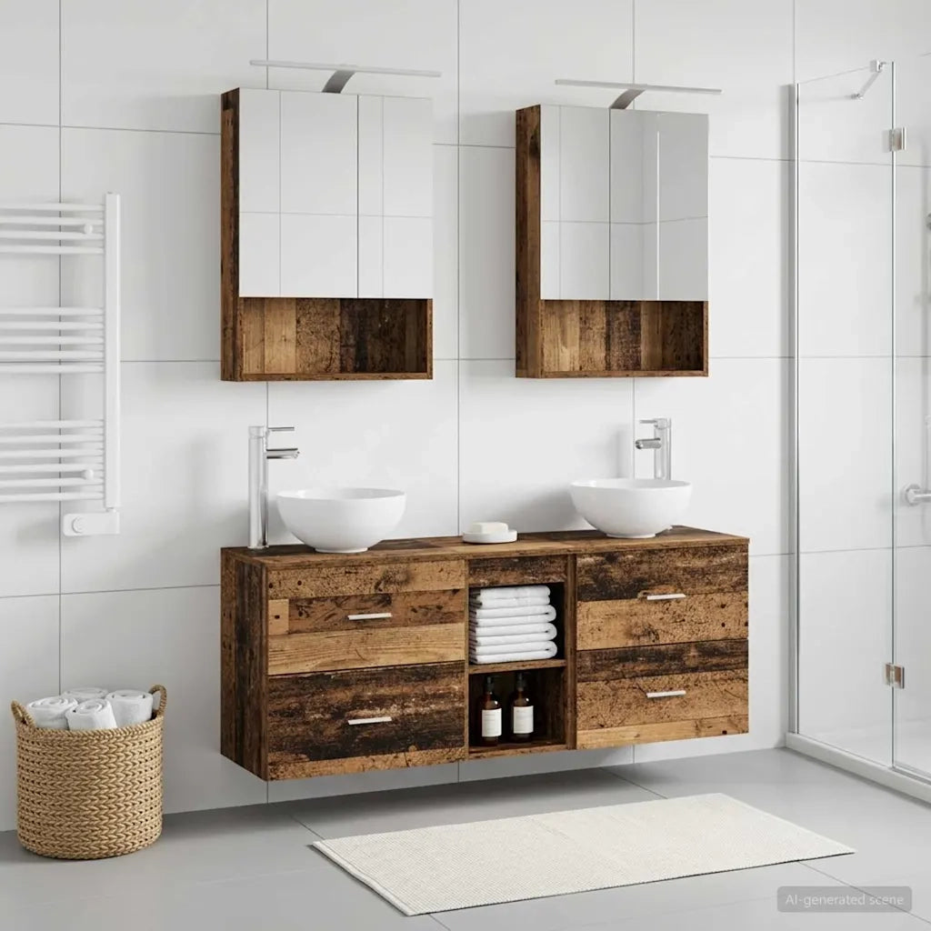 Set di Armadi da Bagno 5 pcs Legno antico 50 x 14,5 x 70 cm 3406685