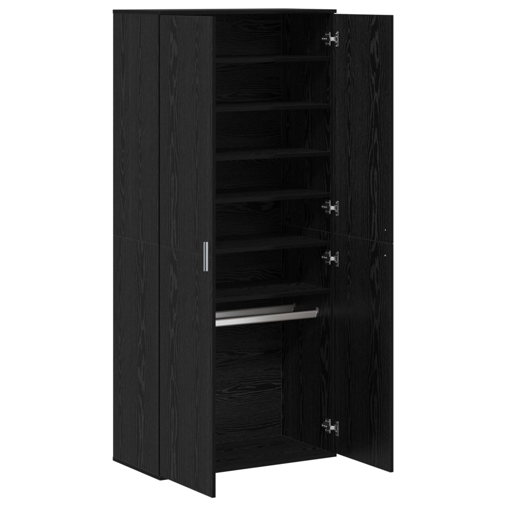Highboard Rovere Nero 80x39x178 cm Legno Ingegnerizzato