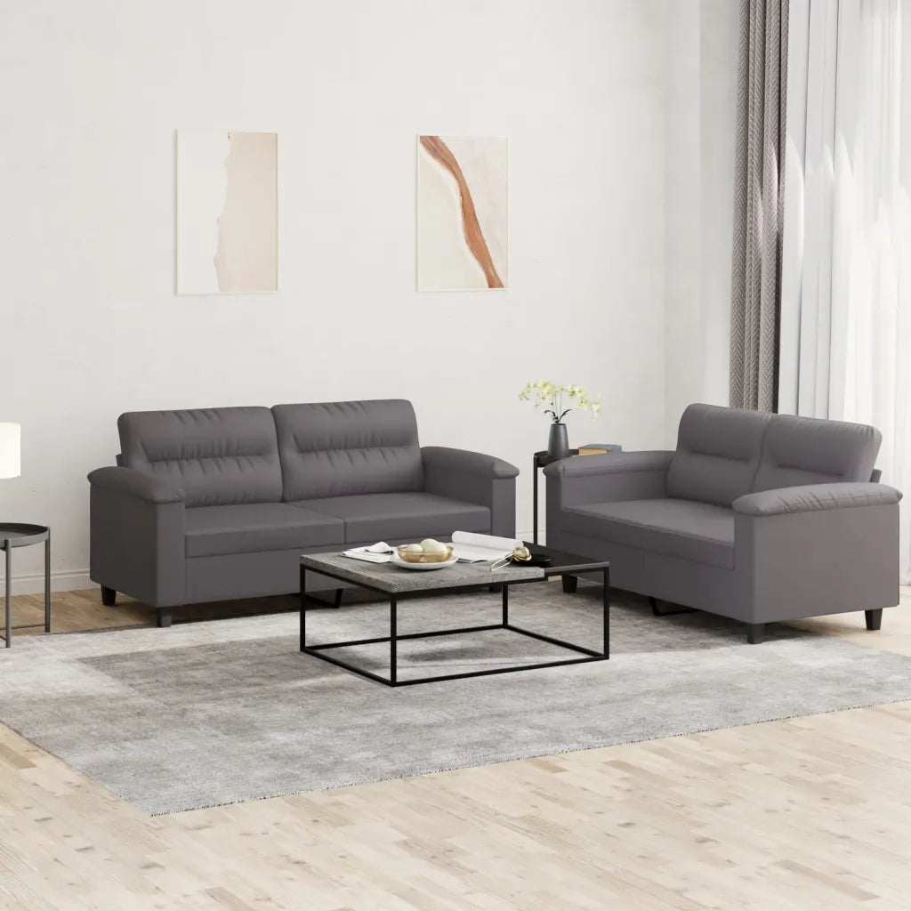 Set di Divani 2 pz con Cuscini Grigio in Similpelle 3202364