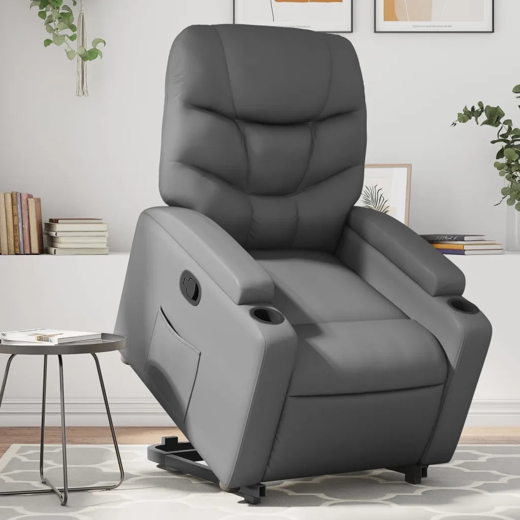 Poltrona Alzapersona Reclinabile Grigio in Similpelle 3204661