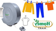 Linea di asciugatura retrattile in grigio resistente alle intemperie - Utilizzo indoor ed outdoor - Lunghezza 15m