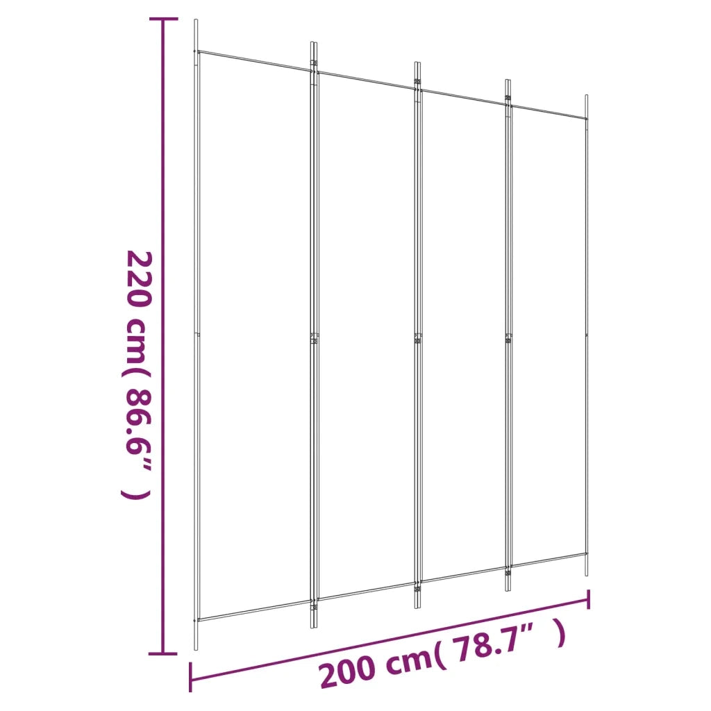 Divisorio a 4 Pannelli Marrone 200x220 cm in Tessuto 350199