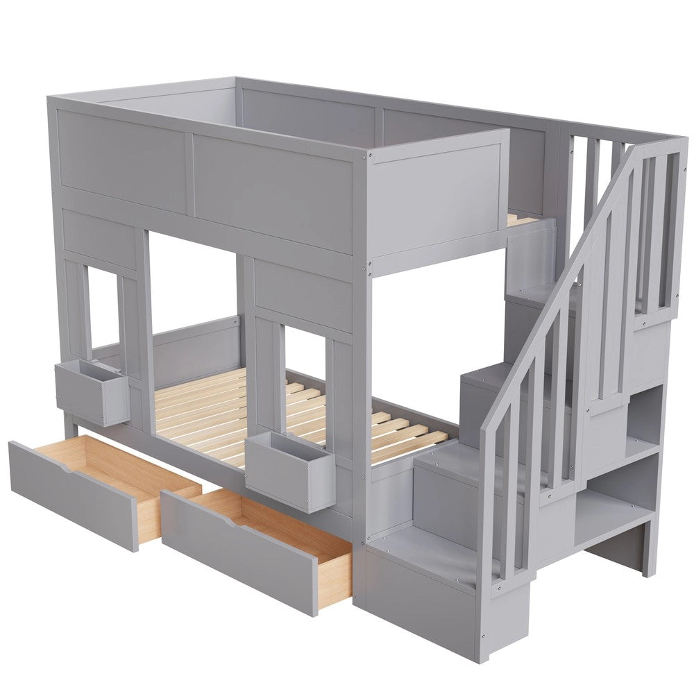 Letto a Castello per Bambini con Cassetti e Rete a Doghe ¨C MINIMAL ¨C Legno 90x200