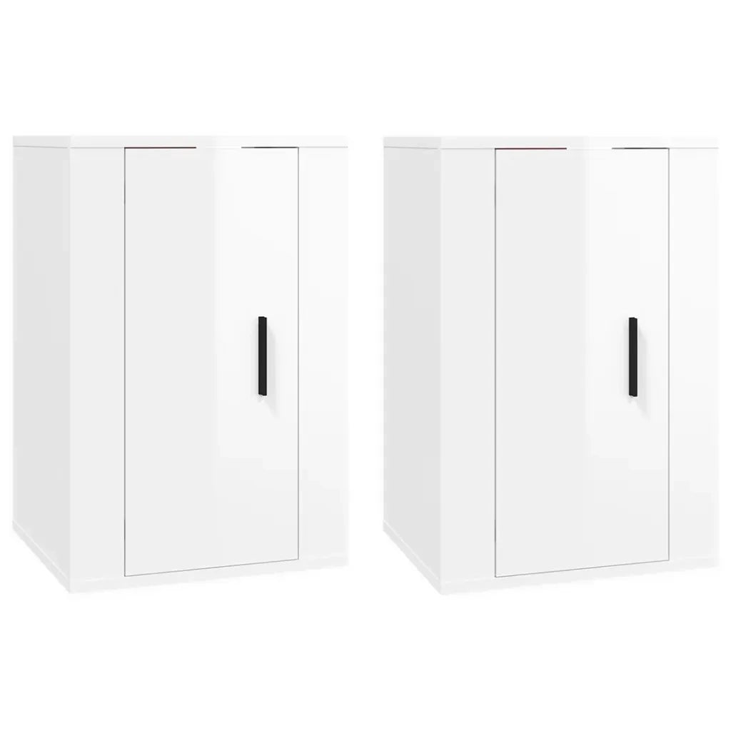 Mobili Porta TV a Parete 2 pz Bianco Lucido 40x34,5x60 cm 816661