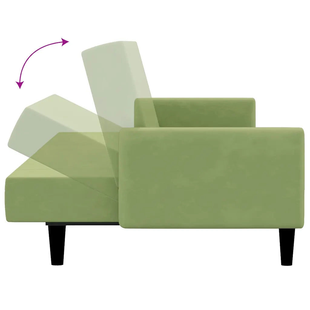 Divano letto | Sof¨¤ letto | Letto singolo a 2 Posti Verde Chiaro in Velluto