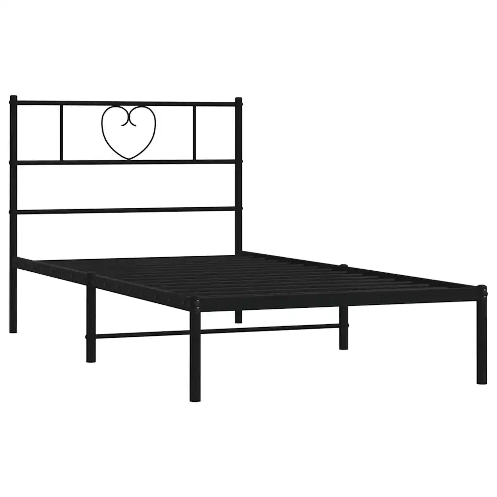 Giroletto con Testiera-Struttura Letto con testiera in Metallo Nero 100x190 cm 525518