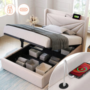 Letto singolo con cassetto e USB-C - Xylo - 90x200 cm - Lino