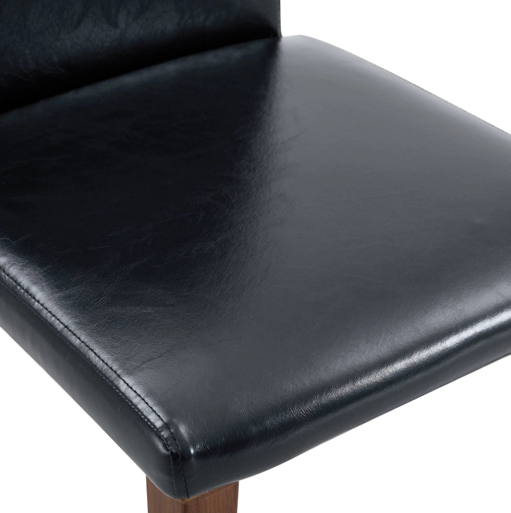 Set di 2 sedie da pranzo in PU nero con gambe color noce
