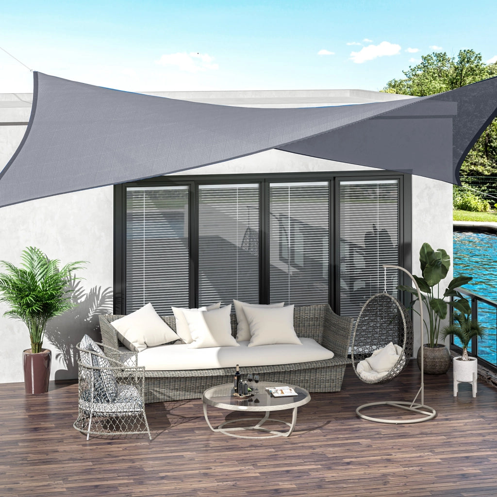 Tenda Vela Rettangolare Giardino ¨C Xylo ¨C HDPE Grigio 4x6m Acciaio Inox