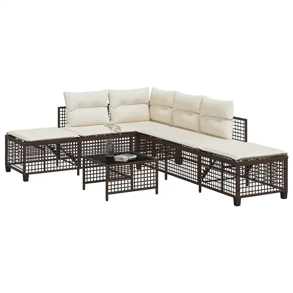 Set Divani ad Angolo 3 pz | Set Salotto da Giardino con Cuscini in Polyrattan Marrone