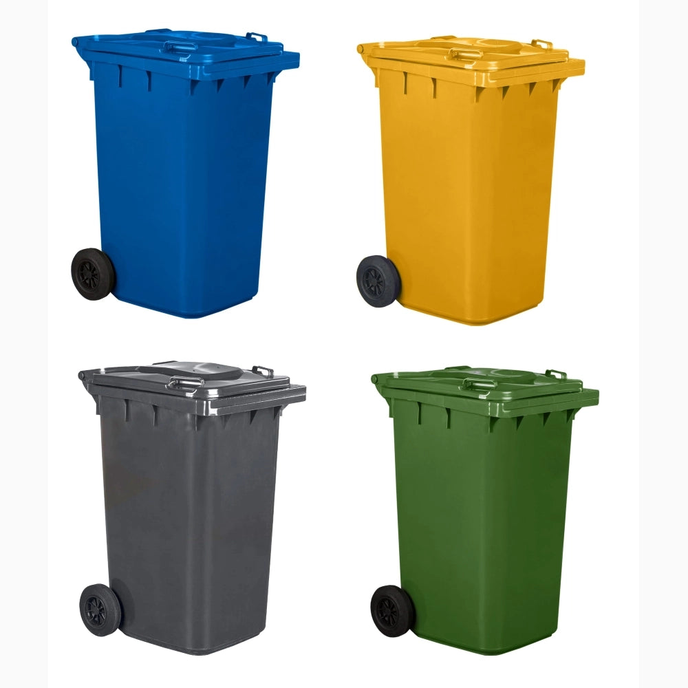 Kit 4 Pezzi Pattumiera Bidone Portarifiuti per Raccolta Differenziata 240 Litri