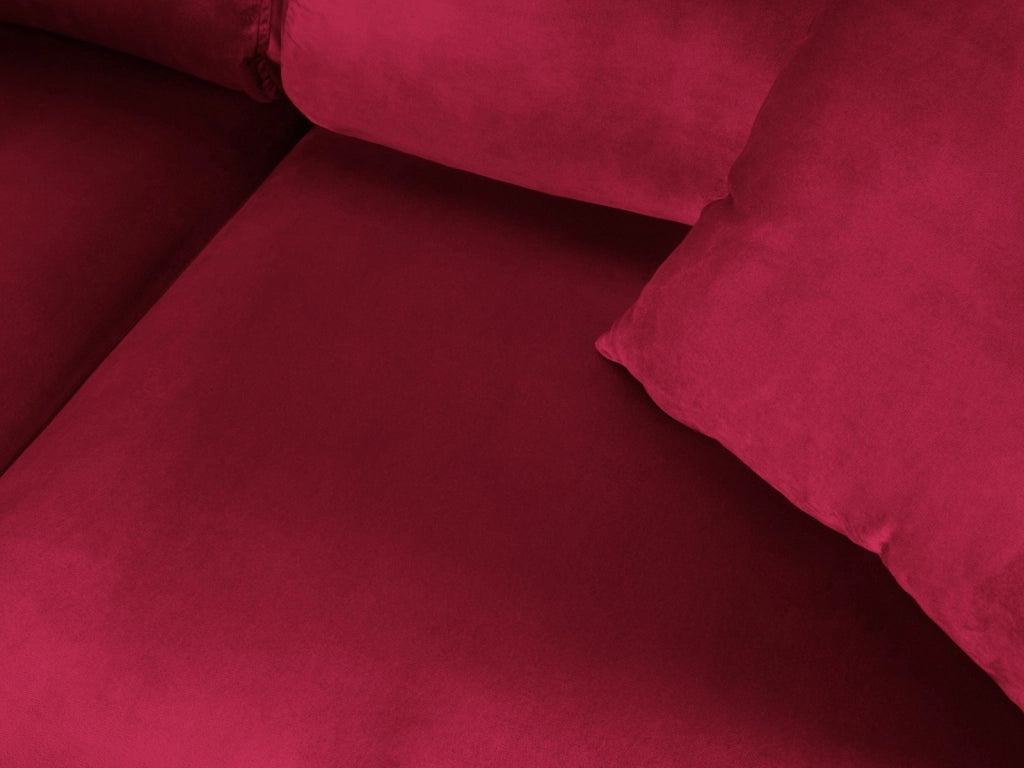Cosmopolitan Design - Divano convertibile angolare sinistro con contenitore "Kyoto" 5 posti in velluto rosso 