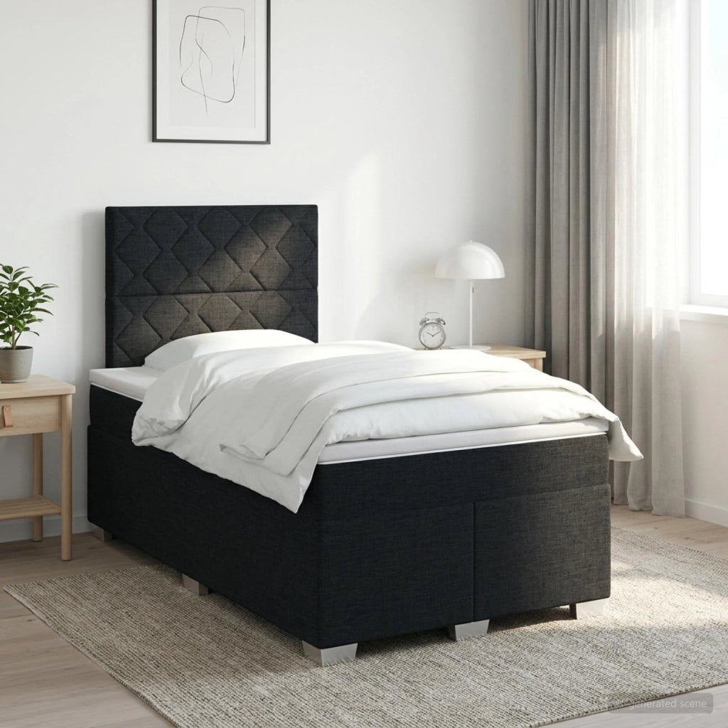Letto box spring con materasso Nero 120 x 200 cm Tessuto 3453390