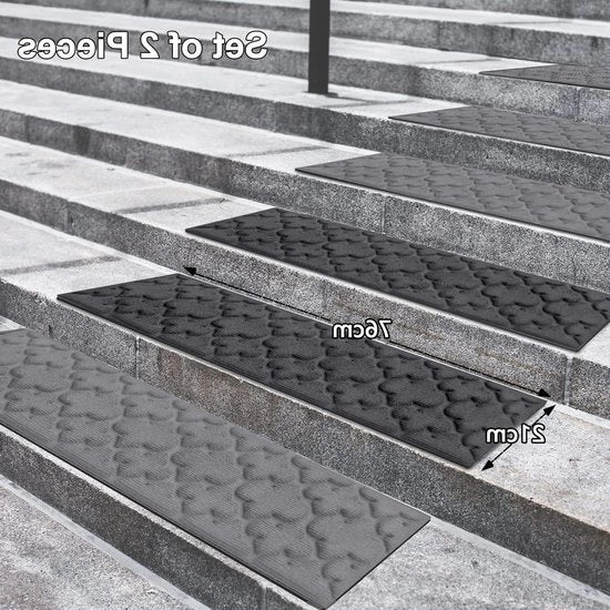 Pavimenti antiscivolo 76 x 21 cm - gradini per esterno - 2 pezzi - antiscivolo - gomma - pavimento di gradini - pavimento antiscivolo - pavimento per dentro e fuori - per cani anziani