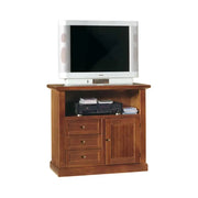 Mobile porta TV con 1 ante 3 cassetti in stile arte povera in legno massello e mdf con rifinitura in noce lucido 84x40x80 H