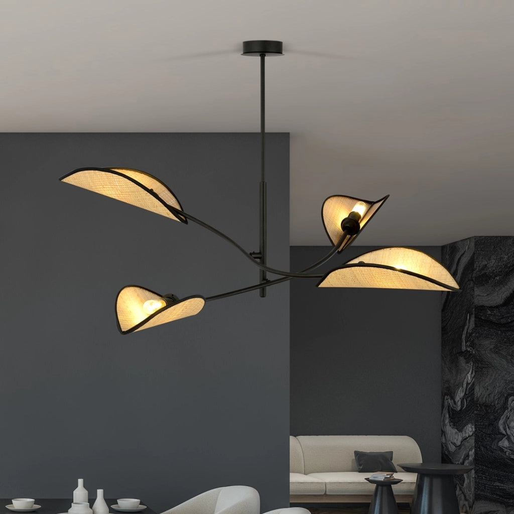 Plafoniera Emibig Lotus 4xE14 nero rattan 102cm IP20