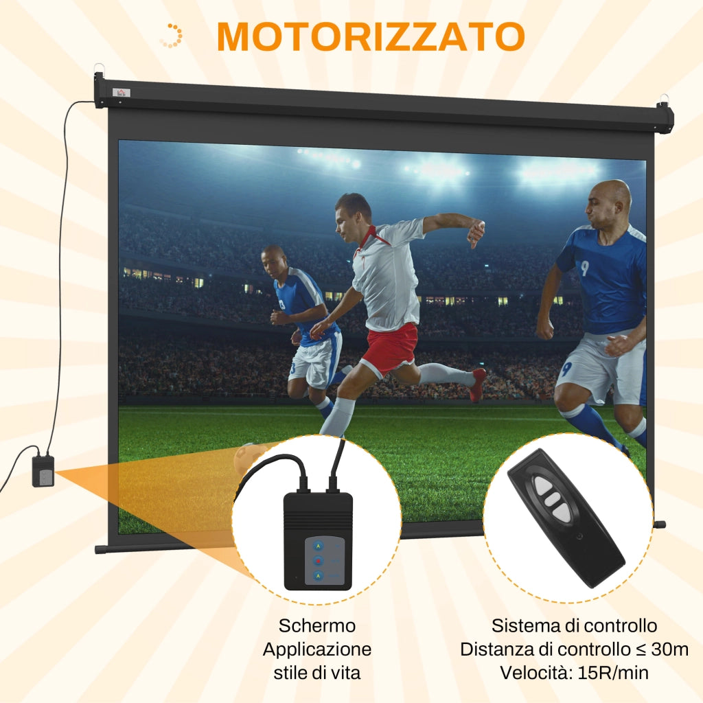 EasyComfort Schermo per Proiettore 89" Formato 4:3 Regolabile con Telecomando, 171x130cm, Nero