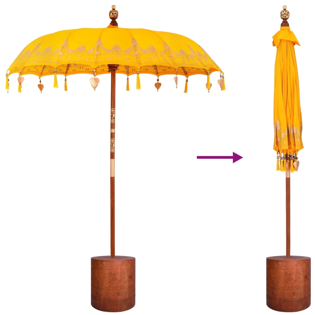 Ombrello balinese con base Giallo e marrone 190 x 190 x 295 cm 3433026