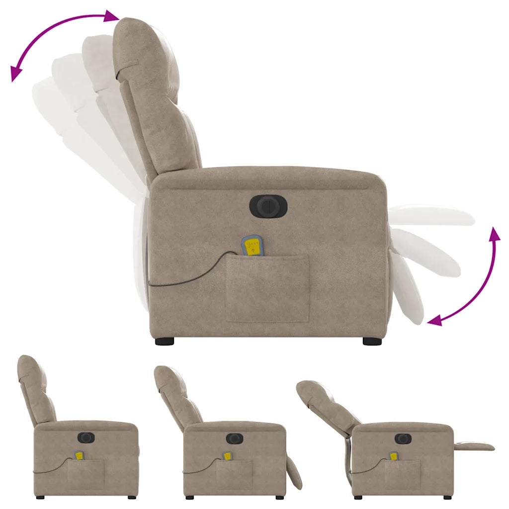 Poltrona Reclinabile Massaggiante Elettrica Tortora Microfibra 3303080
