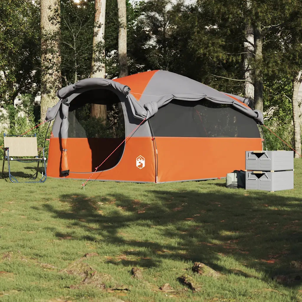 Tenda Familiare a Tunnel 6Persone Grigia Arancione Resistente all'acqua 4009574
